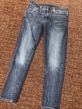 Ralph Lauren denim supply straight crop dark wash distressed low rise jeans 28
